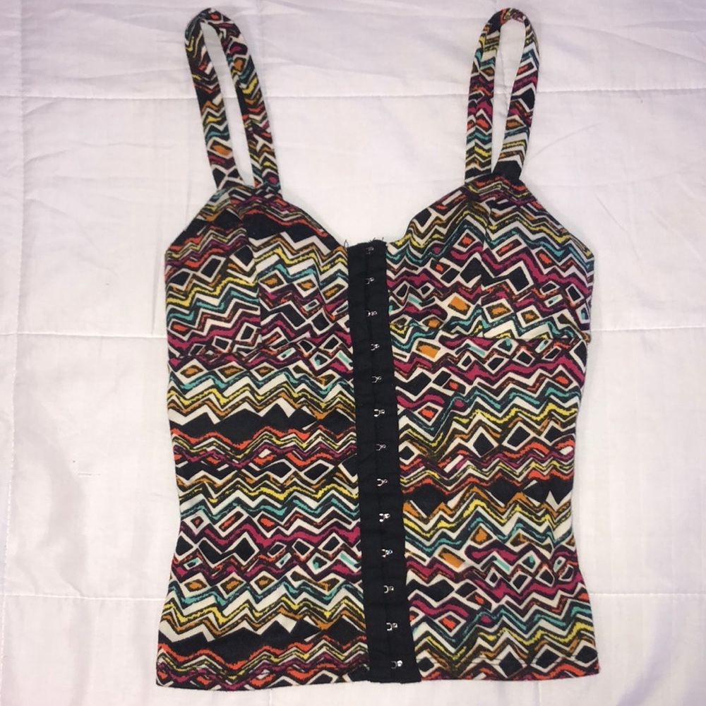 Colorful Corset like top.